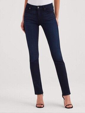 Sz 26 7 For All Mankind Kimmie Straight Leg Women's Straight Jeans Dark Wash